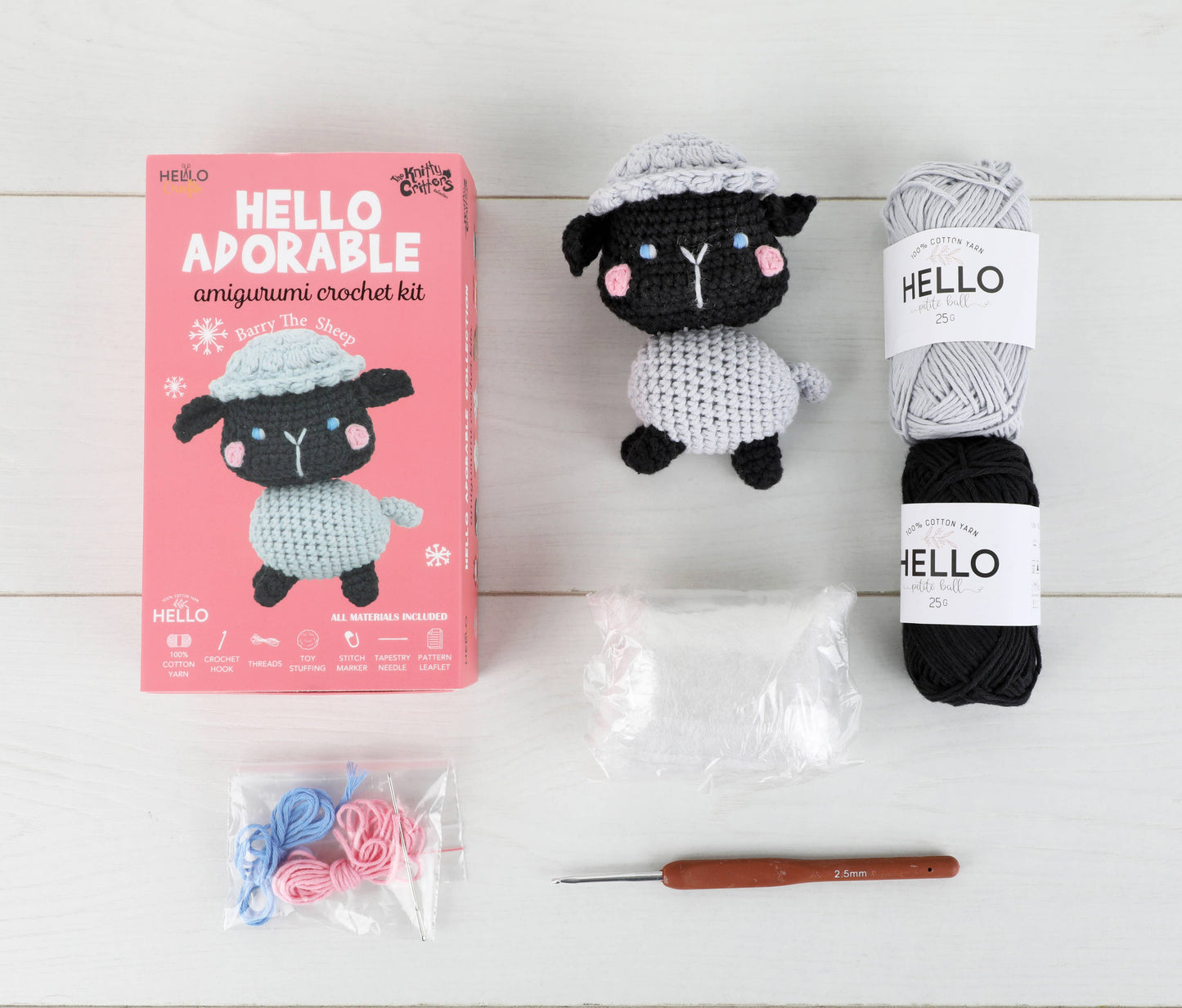 Knitty Critters Hello Adorable | Barry The Sheep | Amigurumi Crochet Kit