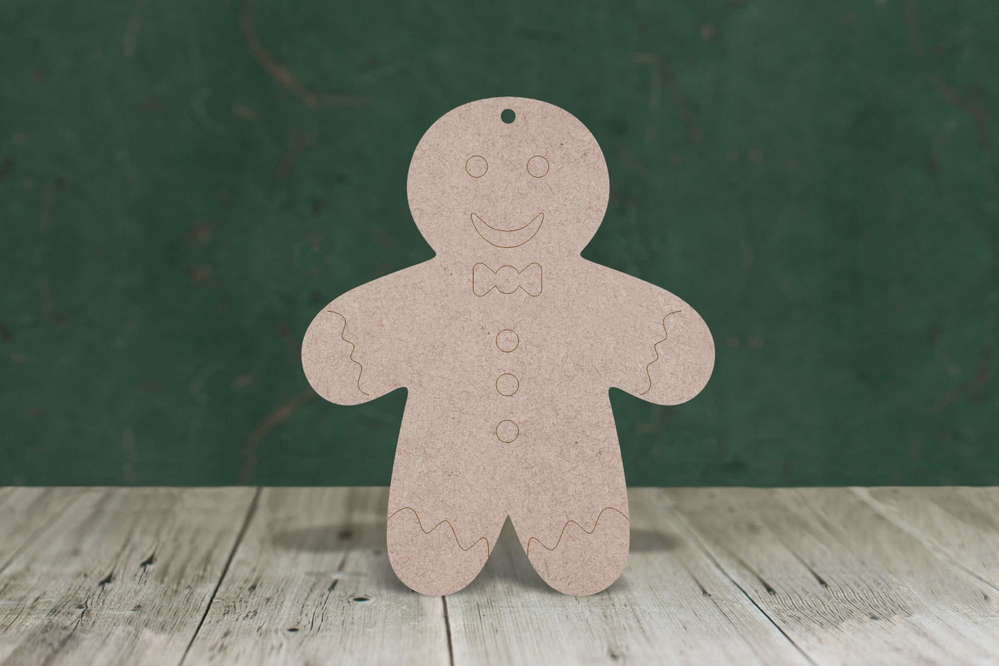 Gingerbread person 2 arms down with etched detail - 3mm MDF