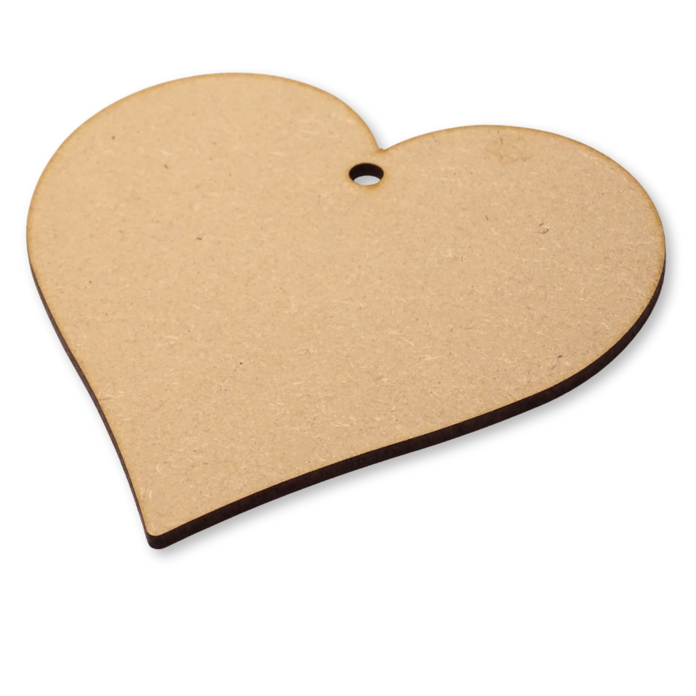 3mm thick MDF heart shape with a hole on white background