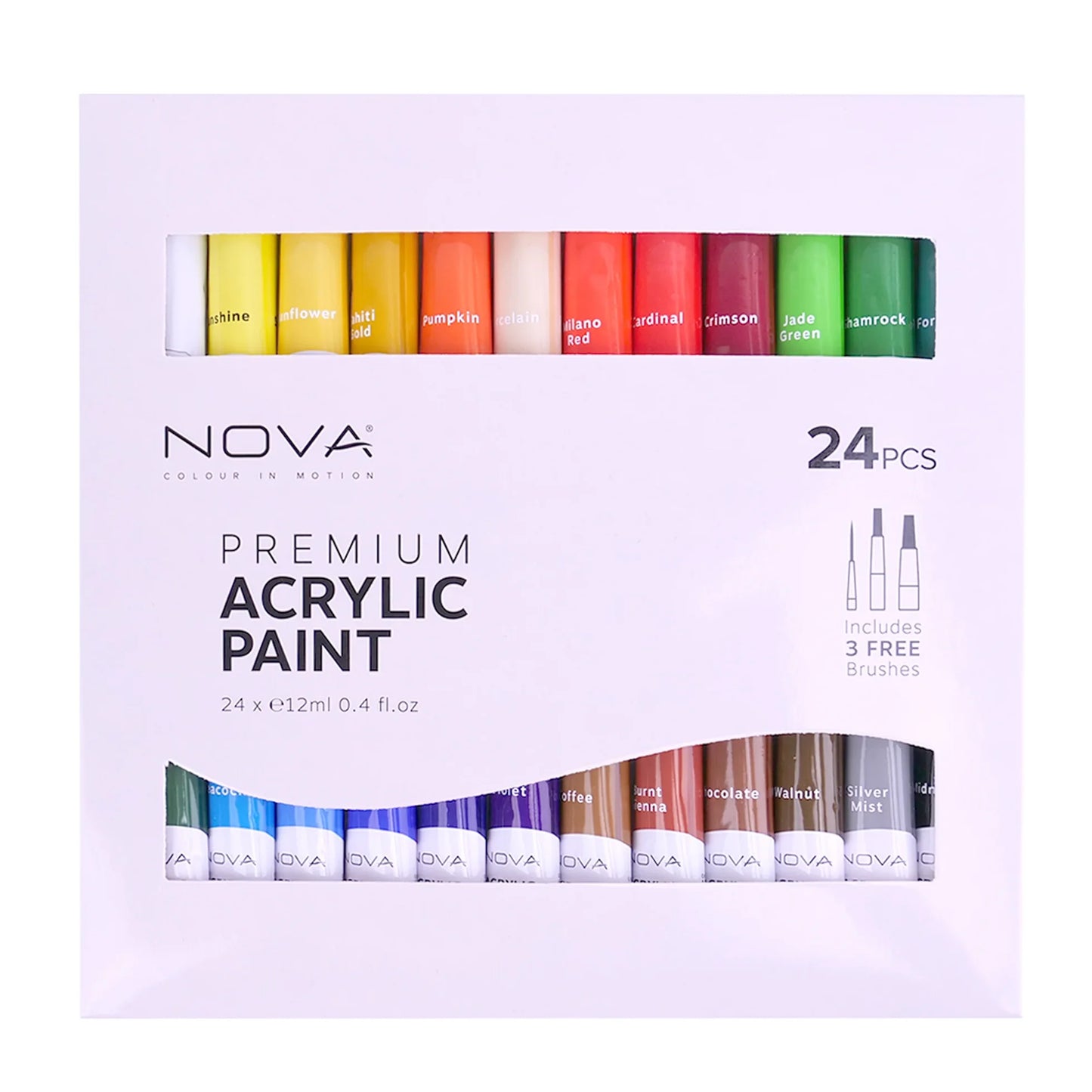 Nova Premium Acrylic Paint Set – 24 Vibrant Colors