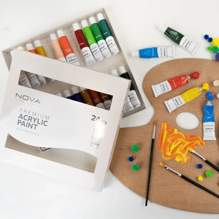Nova Premium Acrylic Paint Set – 24 Vibrant Colors