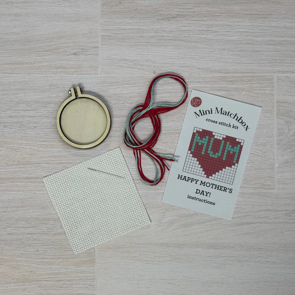'Happy Mother's Day' (Heart) Mini Matchbox Cross Stitch Kit