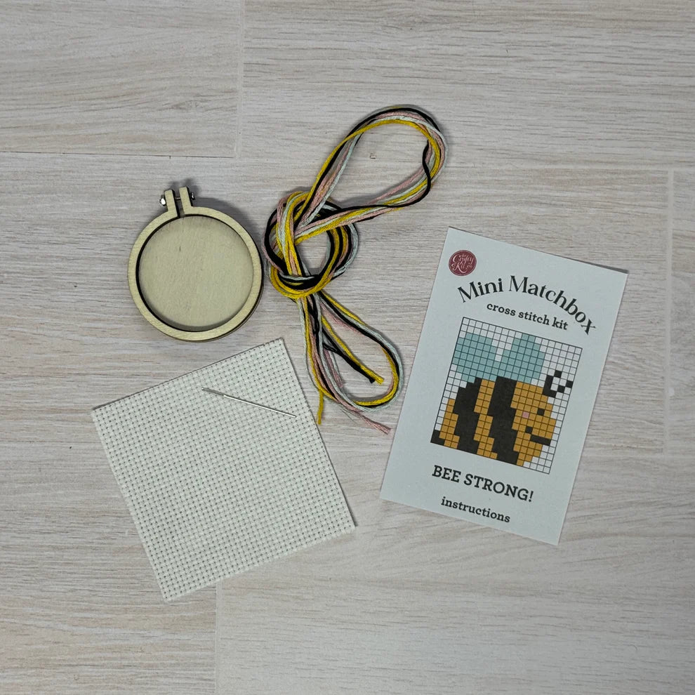 'Bee Strong!' Mini Matchbox Cross Stitch Kit
