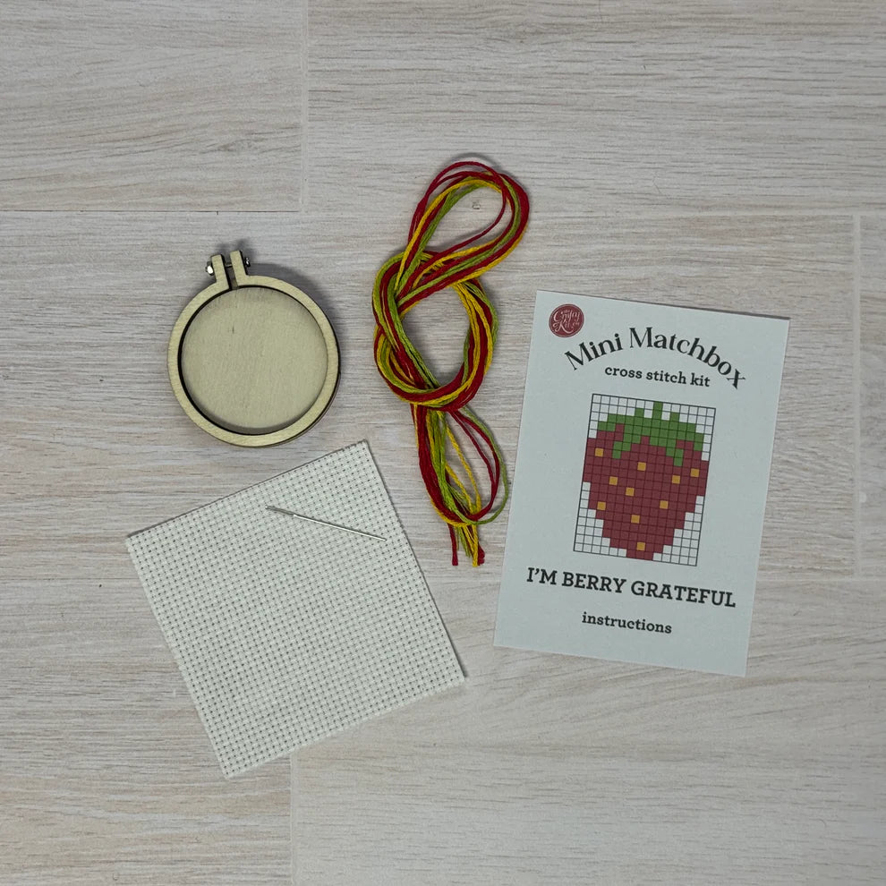 'I'm Berry Grateful' Mini Matchbox Cross Stitch Kit