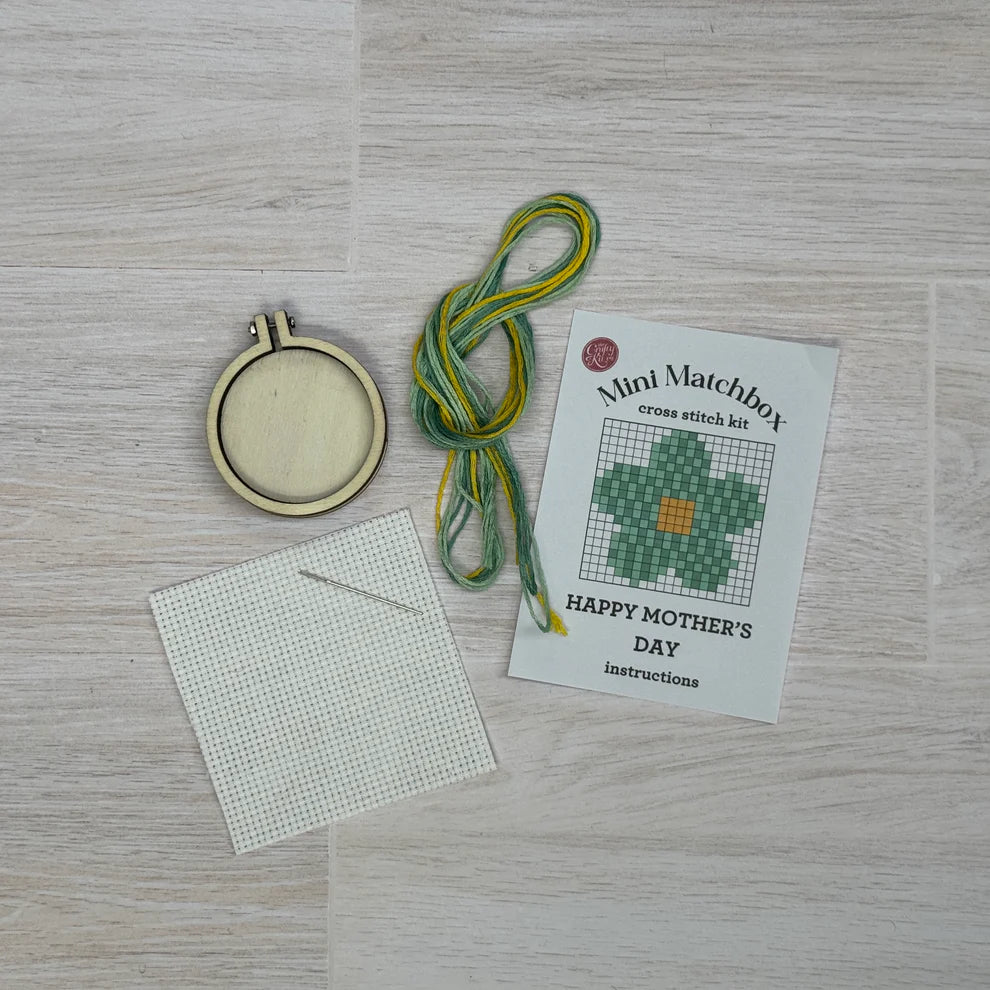 'Happy Mother's Day' (Flower) Mini Matchbox Cross Stitch Kit
