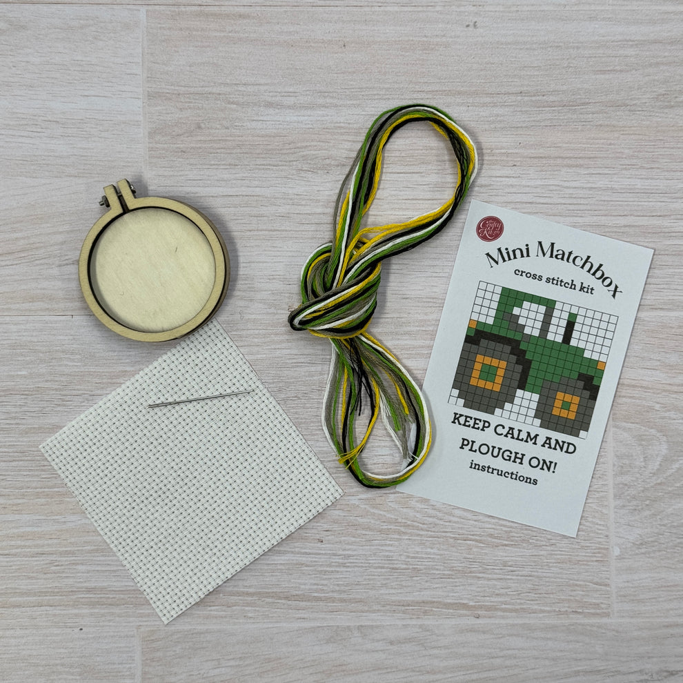 'Keep Calm and Plough On!' Mini Matchbox Cross Stitch Kit