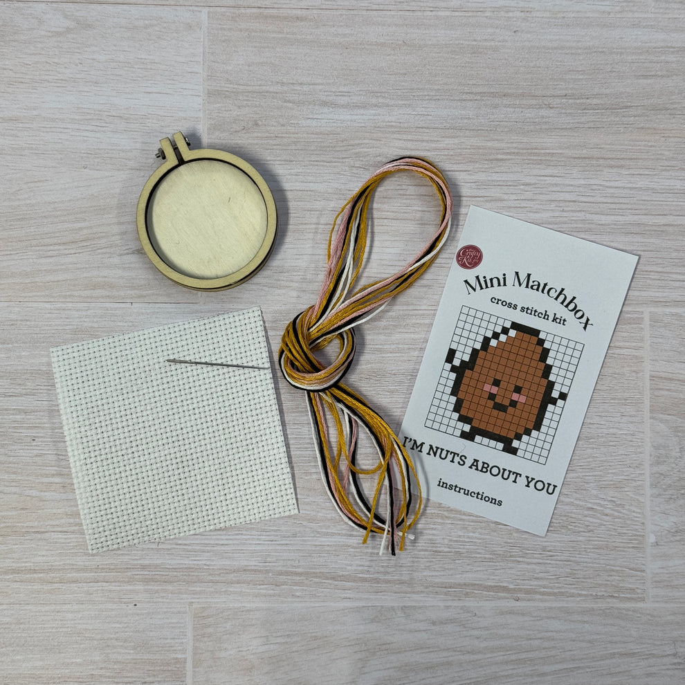 'I'm Nuts About You!' Mini Matchbox Cross Stitch Kit