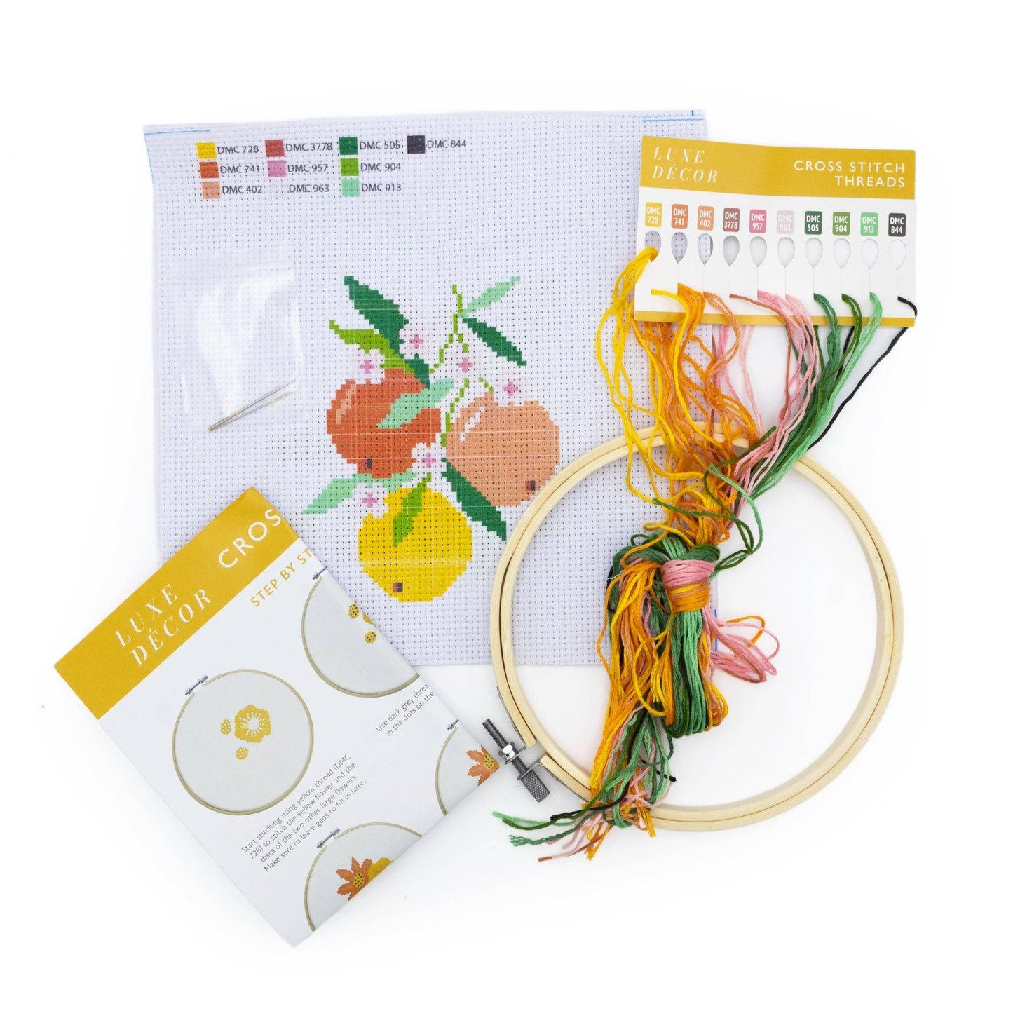 Cross Stitch craft set for Adults – Includes two designs Floral and fresh fruit