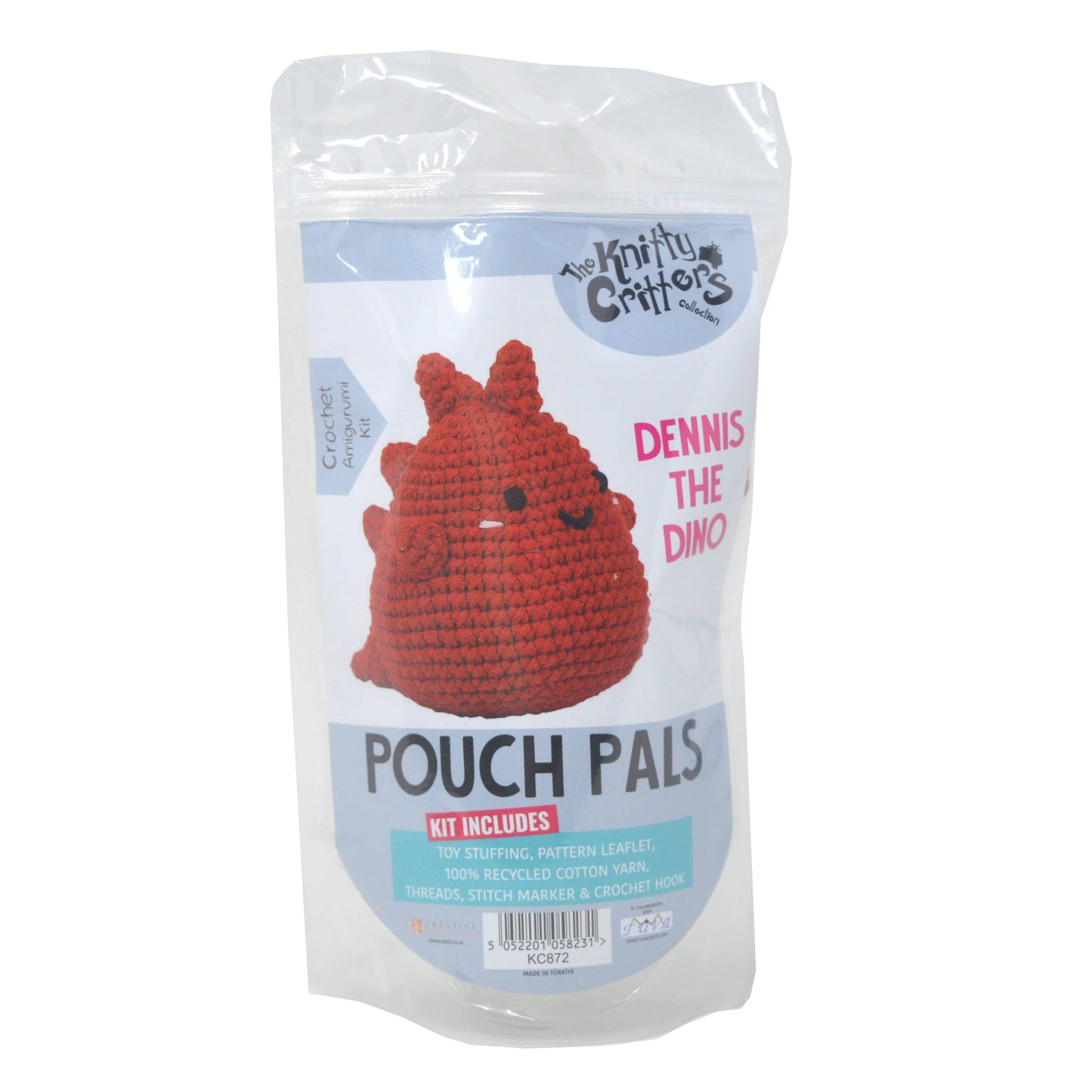 Knitty Critters - Pouch Pals - Dennis The Dino Crochet Kit