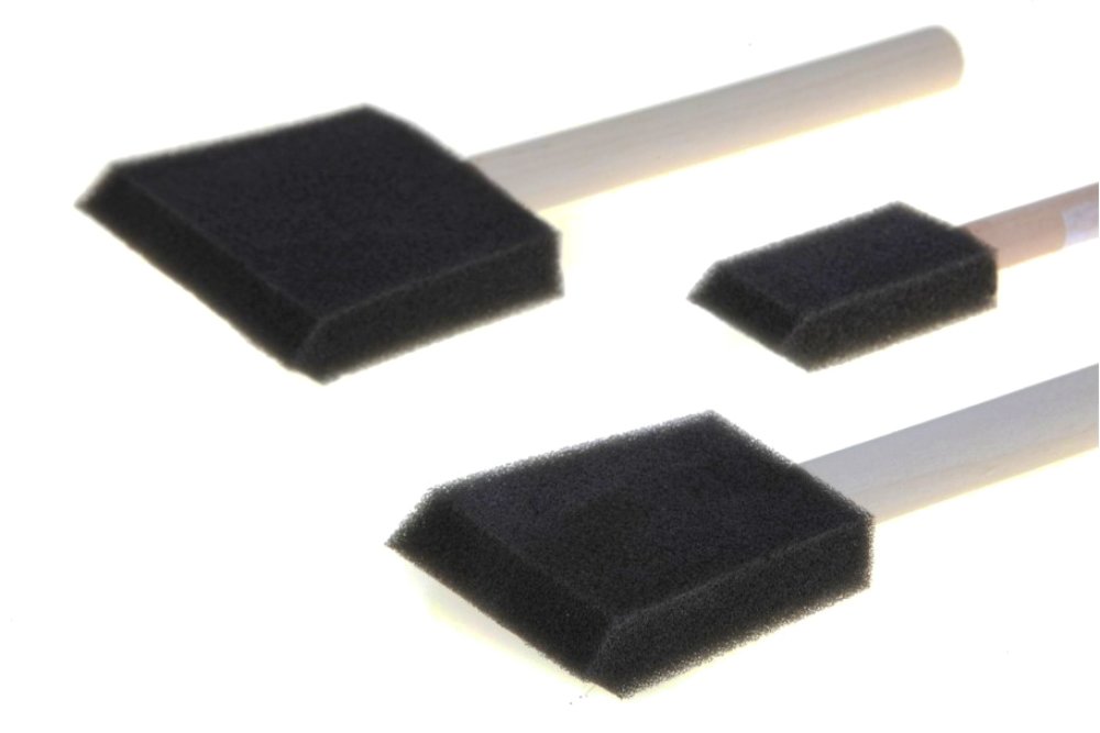 Foam Brush Set 25mm, 50mm, 75mm pack of 3 with wooden handles