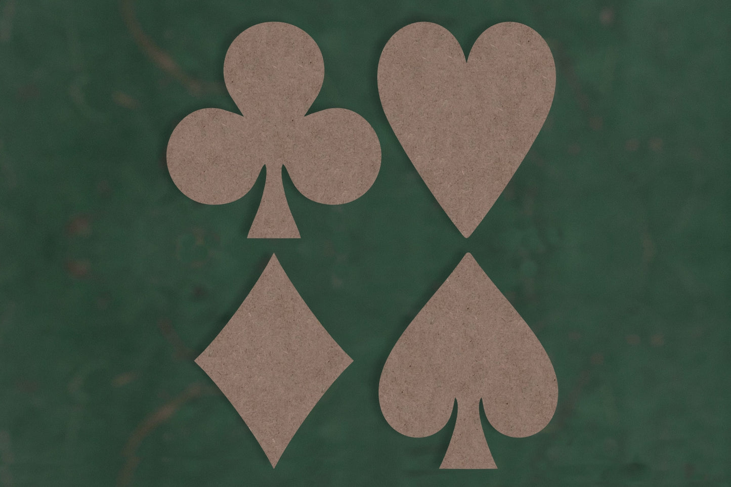 Laser cut, blank wooden Playing card symbols shape for craft