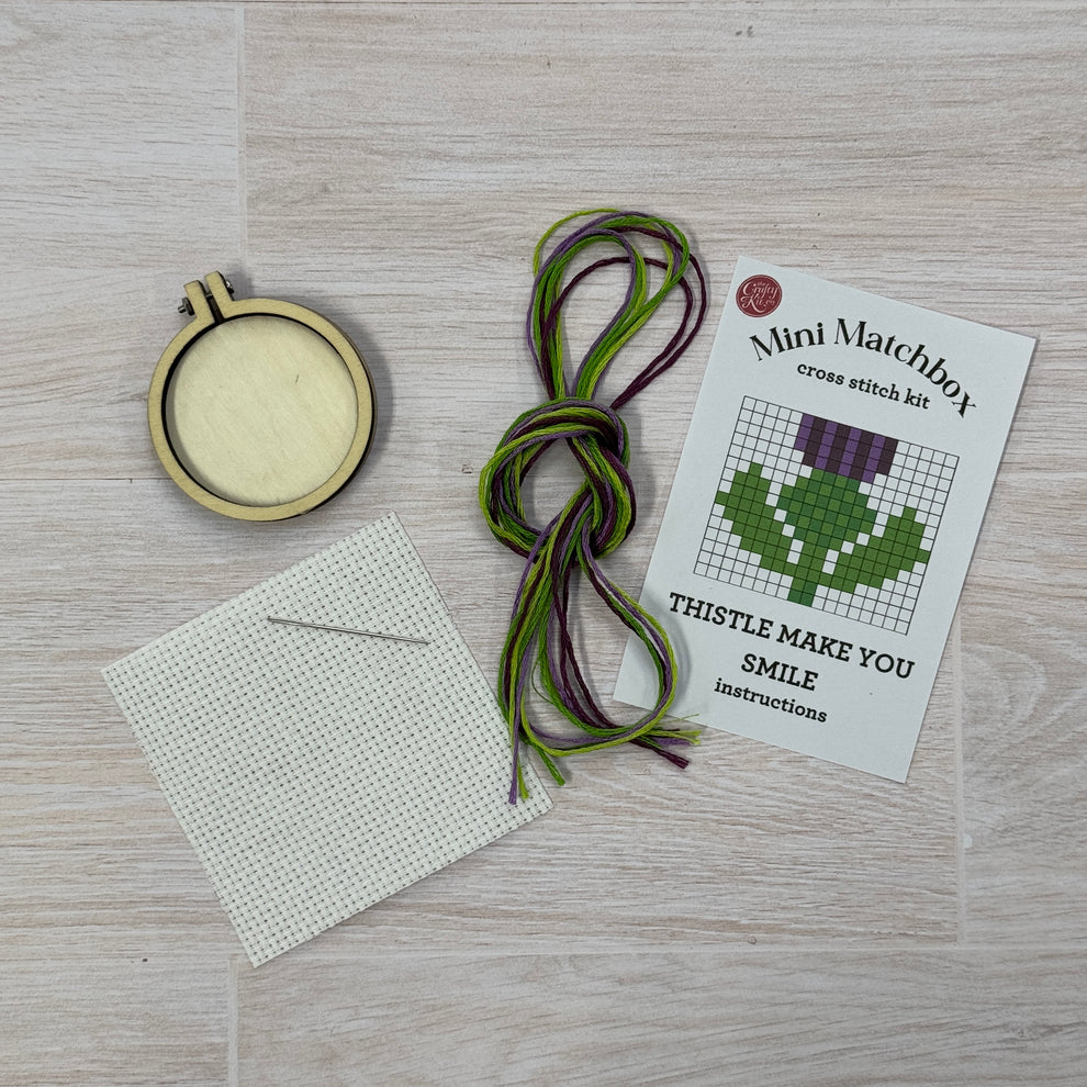 'Thistle Make You Smile' Mini Matchbox Cross Stitch Kit