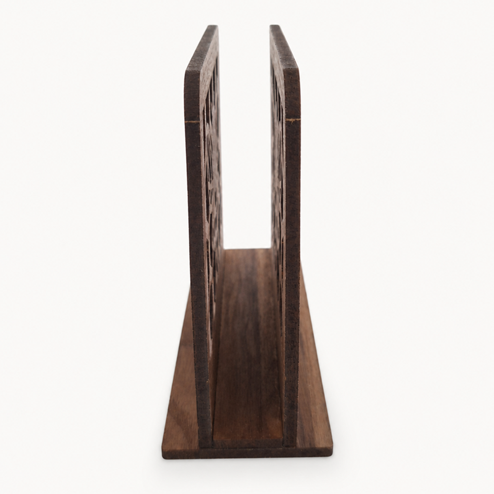Bee & Honeycomb Napkin Holder — Laser Cut Walnut Wood Table Accessory