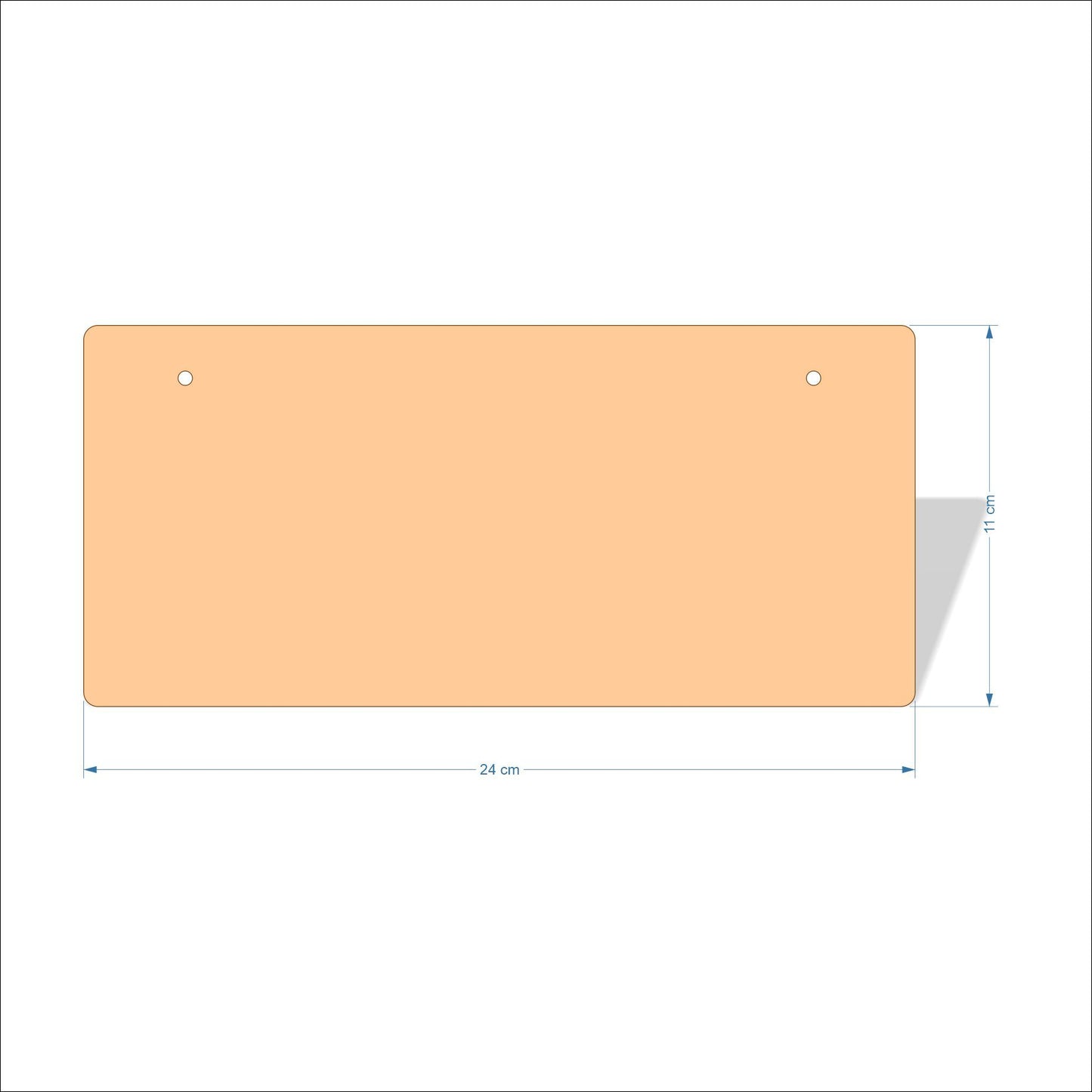 24 cm X 11 cm 3mm MDF Plaques with rounded corners