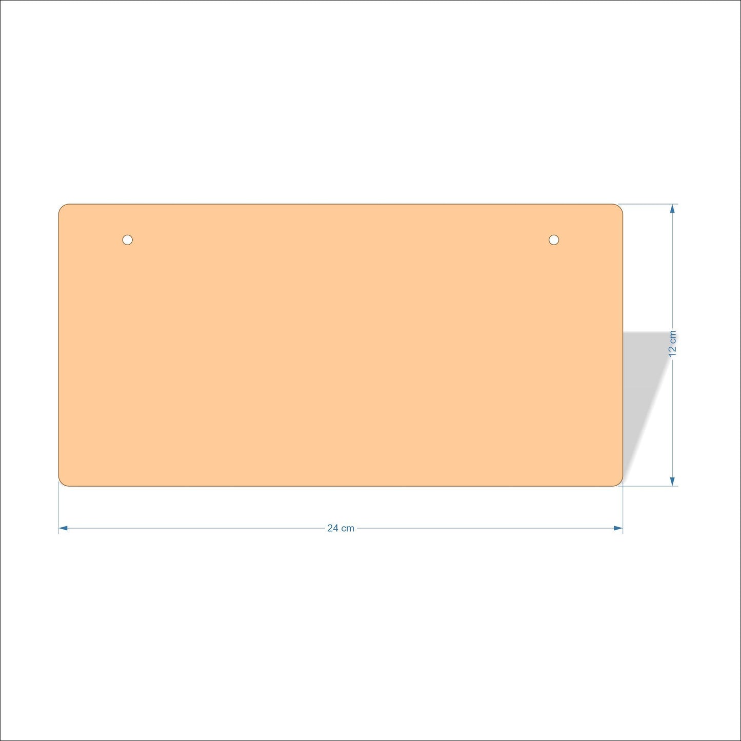 24 cm X 12 cm 3mm MDF Plaques with rounded corners
