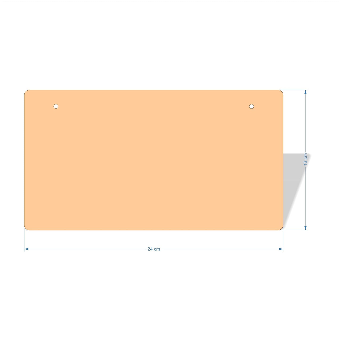 24 cm X 13 cm 3mm MDF Plaques with rounded corners