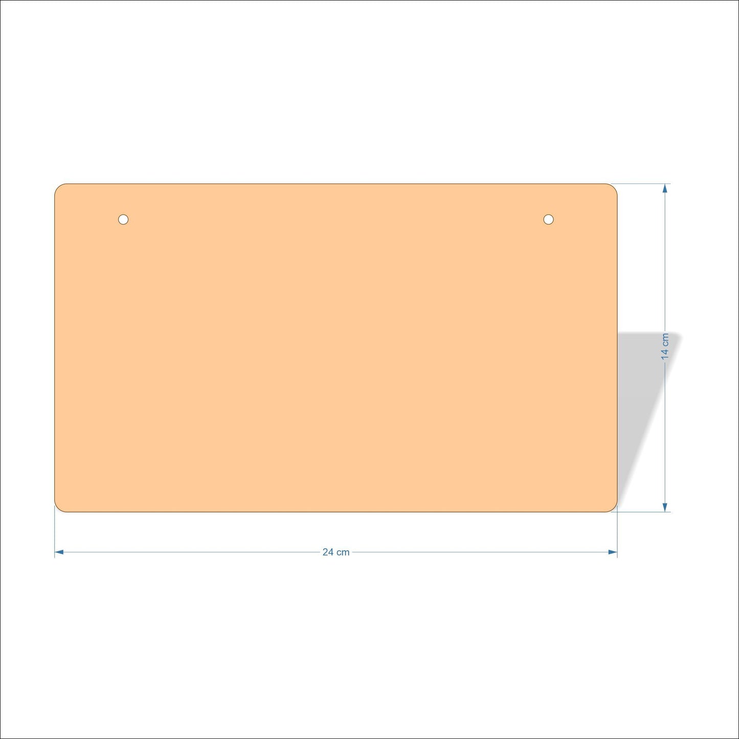 24 cm X 14 cm 3mm MDF Plaques with rounded corners