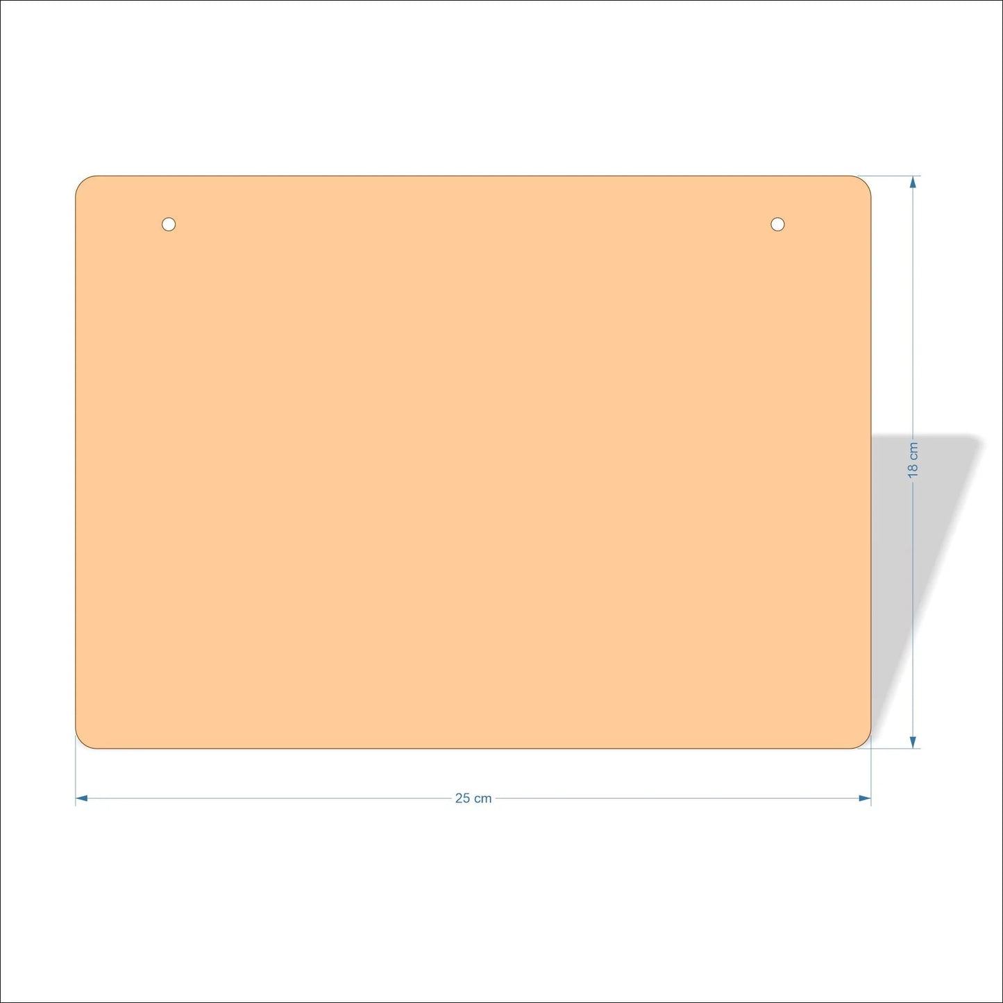 25 cm Wide Blank board plaques with rounded corners - plywood