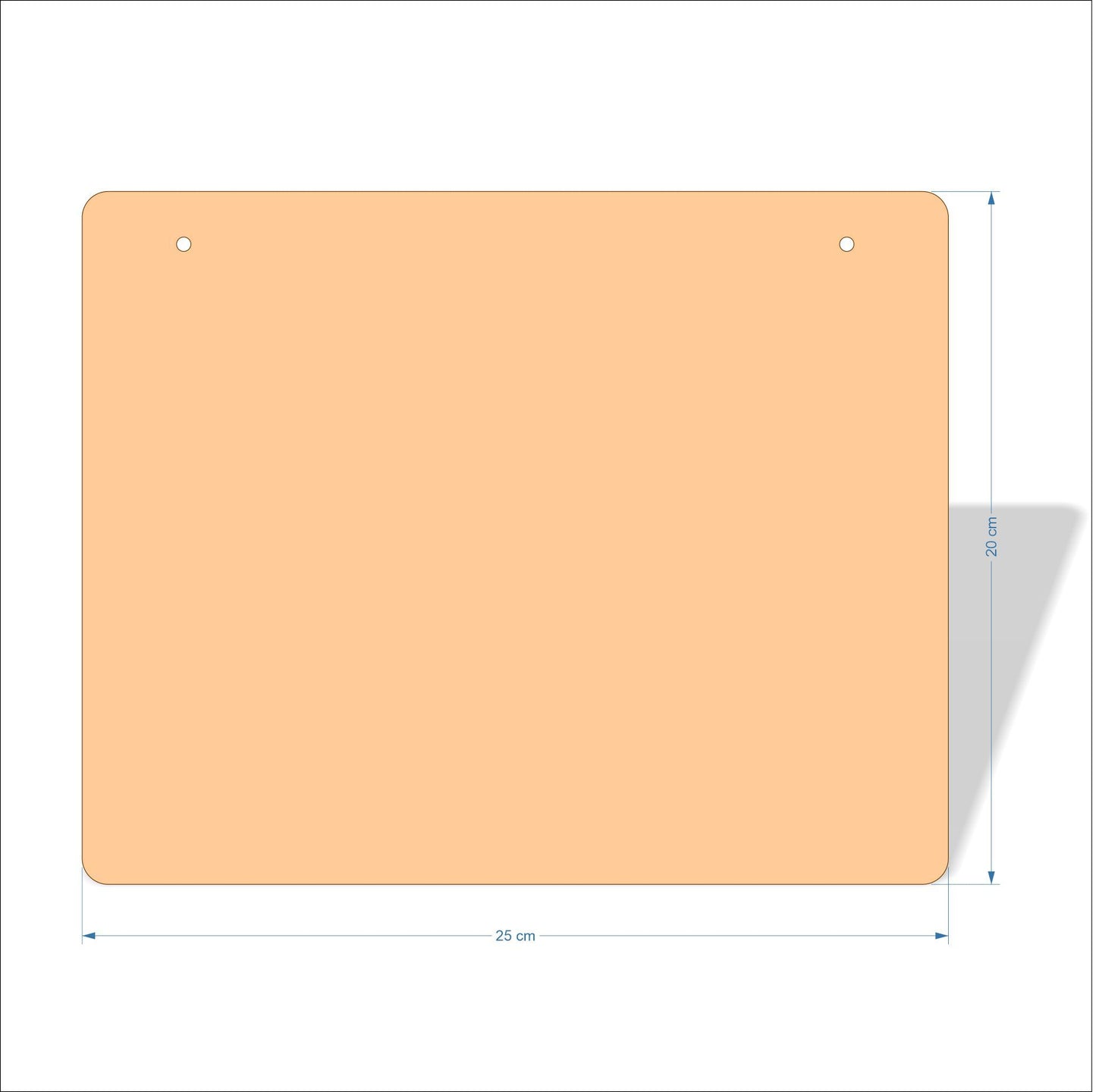 25 cm X 20 cm 3mm MDF Plaques with rounded corners