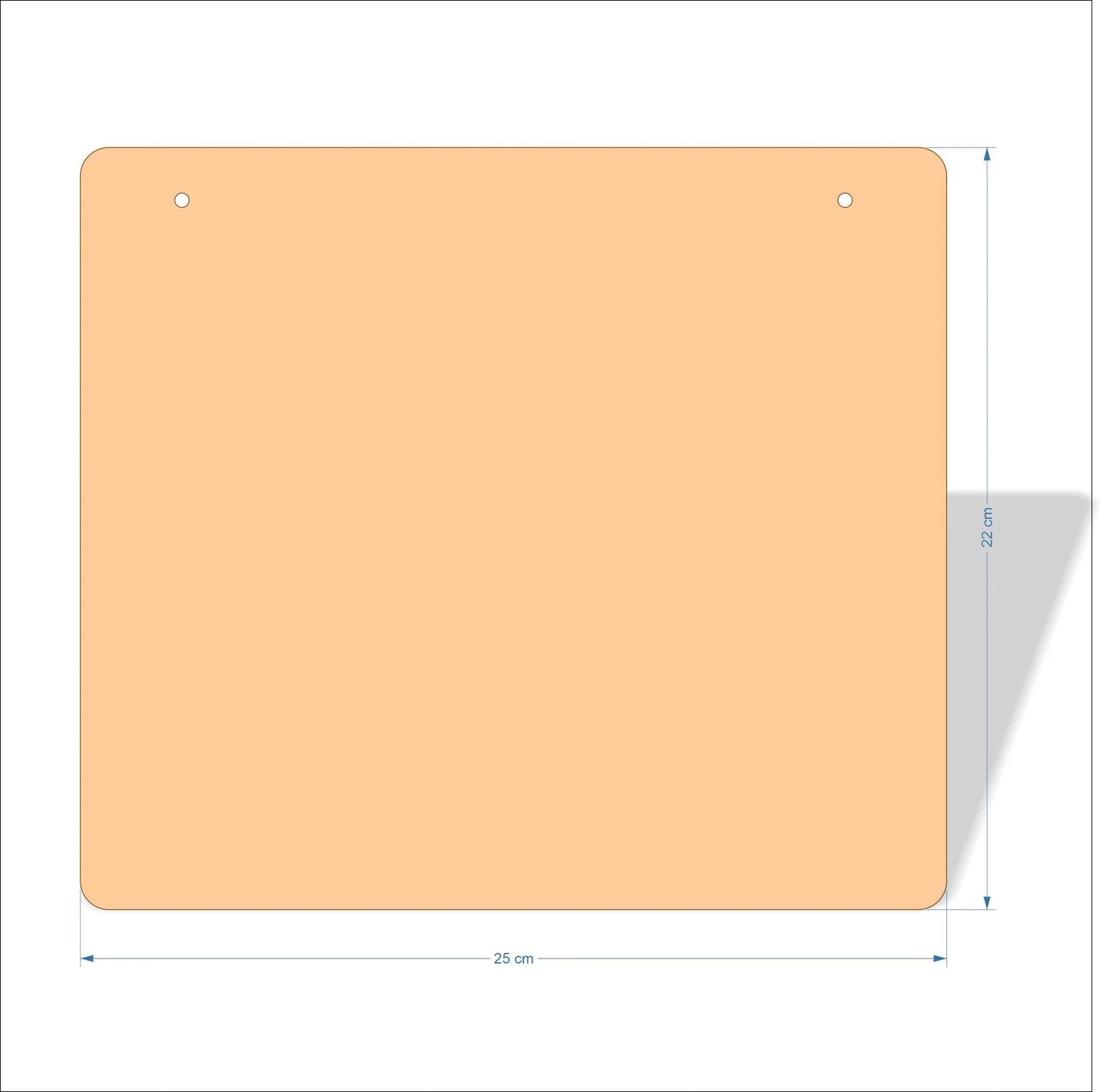 25 cm Wide Blank board plaques with rounded corners - plywood
