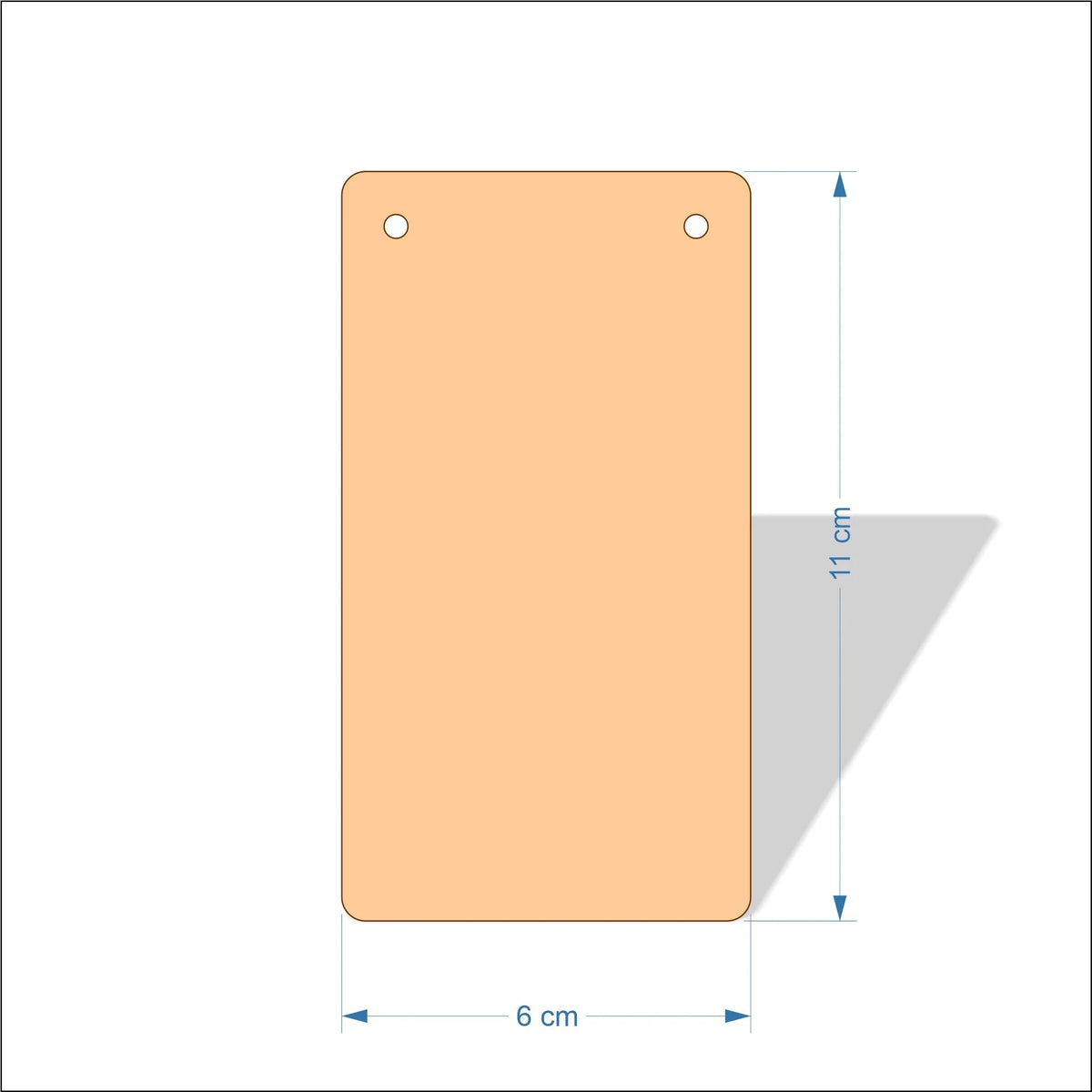 6 cm Wide Blank board plaques with rounded corners - plywood