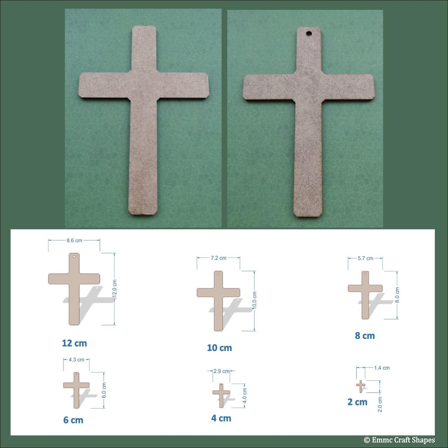 Sizes available from 2cm up to 12cm height