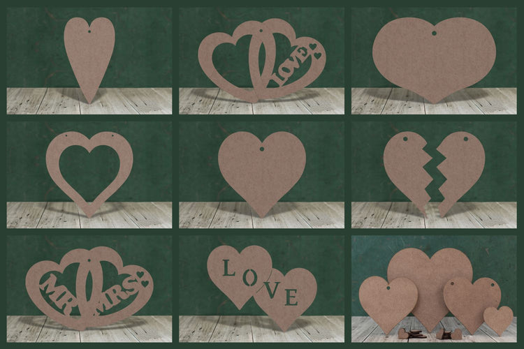 Thin mdf Heart craft shapes