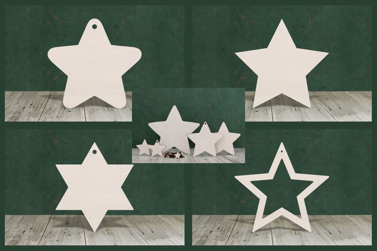 Wooden Star shapes - 4mm plywood craft blanks and cutouts