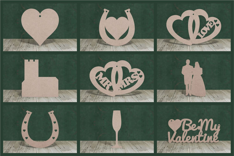 Valentine and Wedding craft shapes - 3mm MDF