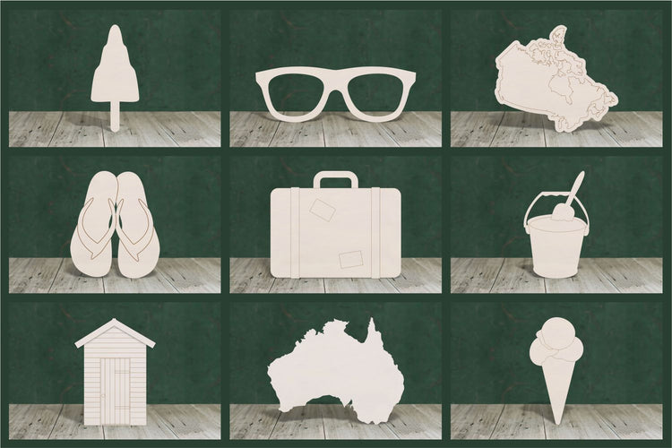 Travel and holiday shapes - 4mm plywood