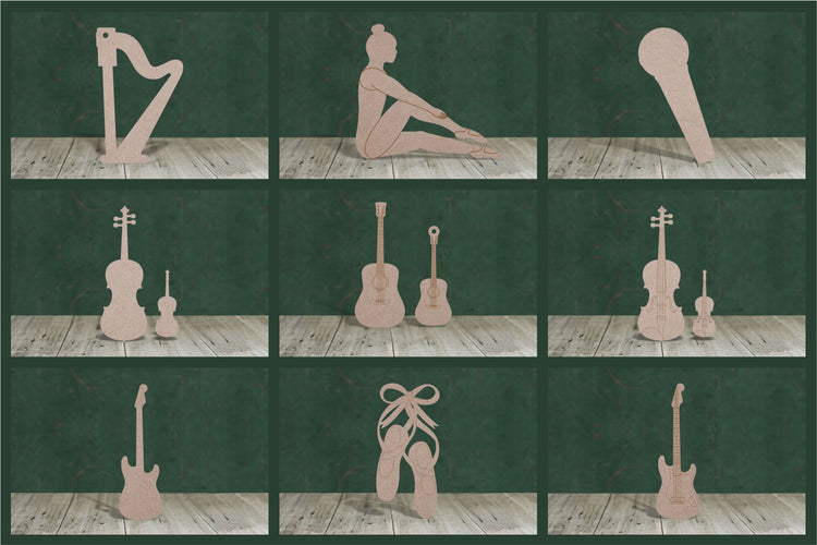 Music and instrument craft blank shapes - 3mm MDF