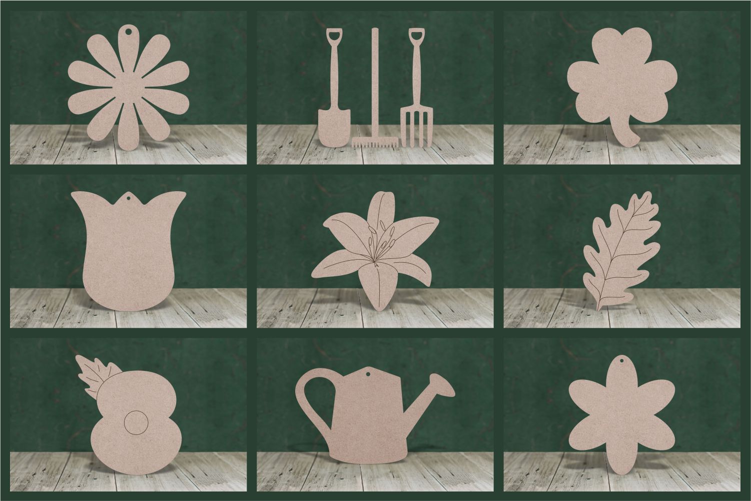 Plants, flowers and garden shapes - 3mm thick MDF blanks and cut-outs