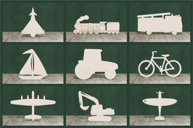 Wooden Vehicle and Transport craft shapes and blanks cut from 4mm thick plywood