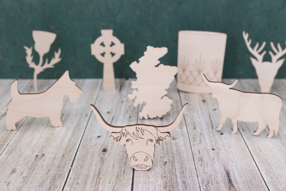 Scottish shapes - wooden craft blanks and cutouts