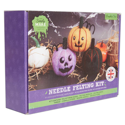 Simply Make Needle Felting Kit Halloween Pumpkin Trio, Gifts