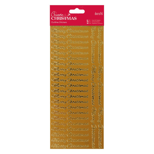 Create Christmas Outline Stickers Merry Christmas, Gold