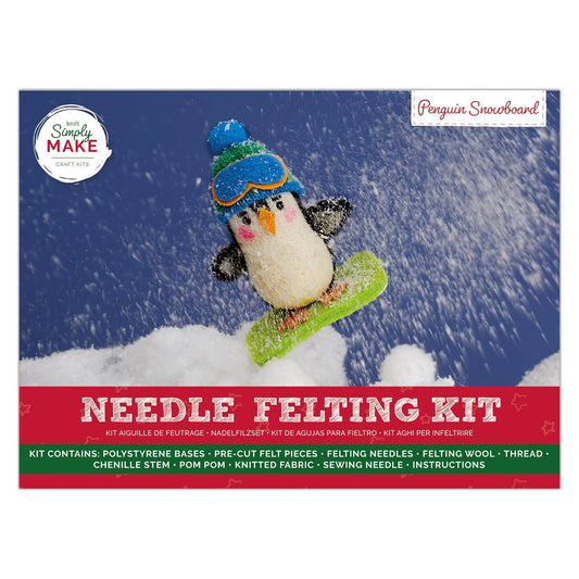 Simply Make Needle Felting Kit, Snowboard Penguin Craft Kit