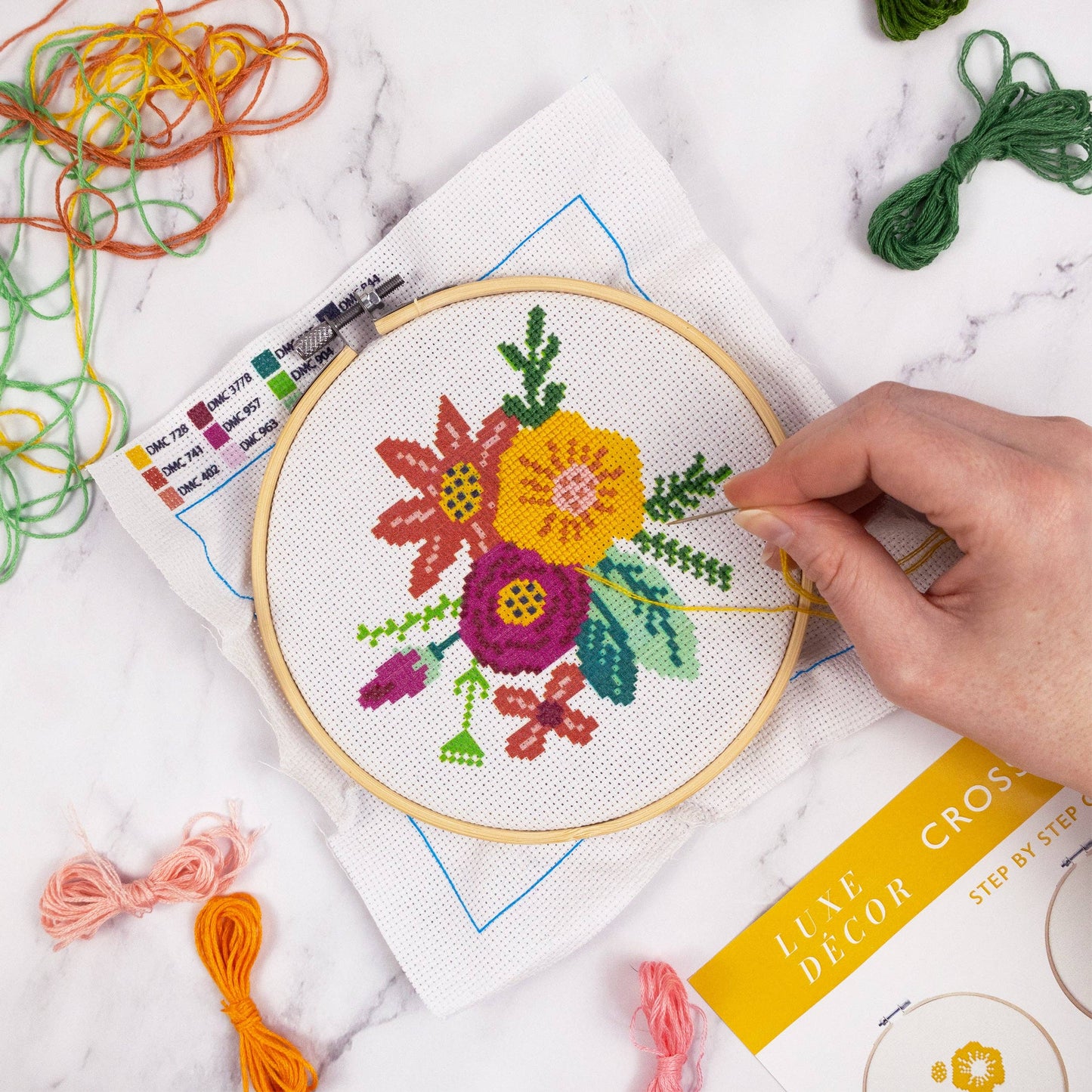 Cross Stitch craft set for Adults –  Includes two designs Floral and fresh fruit