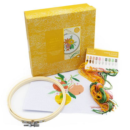 Cross Stitch craft set for Adults –  Includes two designs Floral and fresh fruit