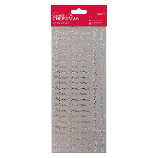 "Merry Christmas" Silver font outline stickers