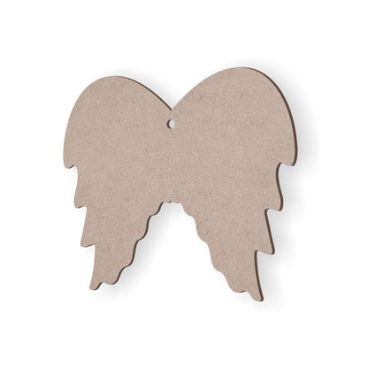 3mm MDF angel wings shape with a hole on a white background