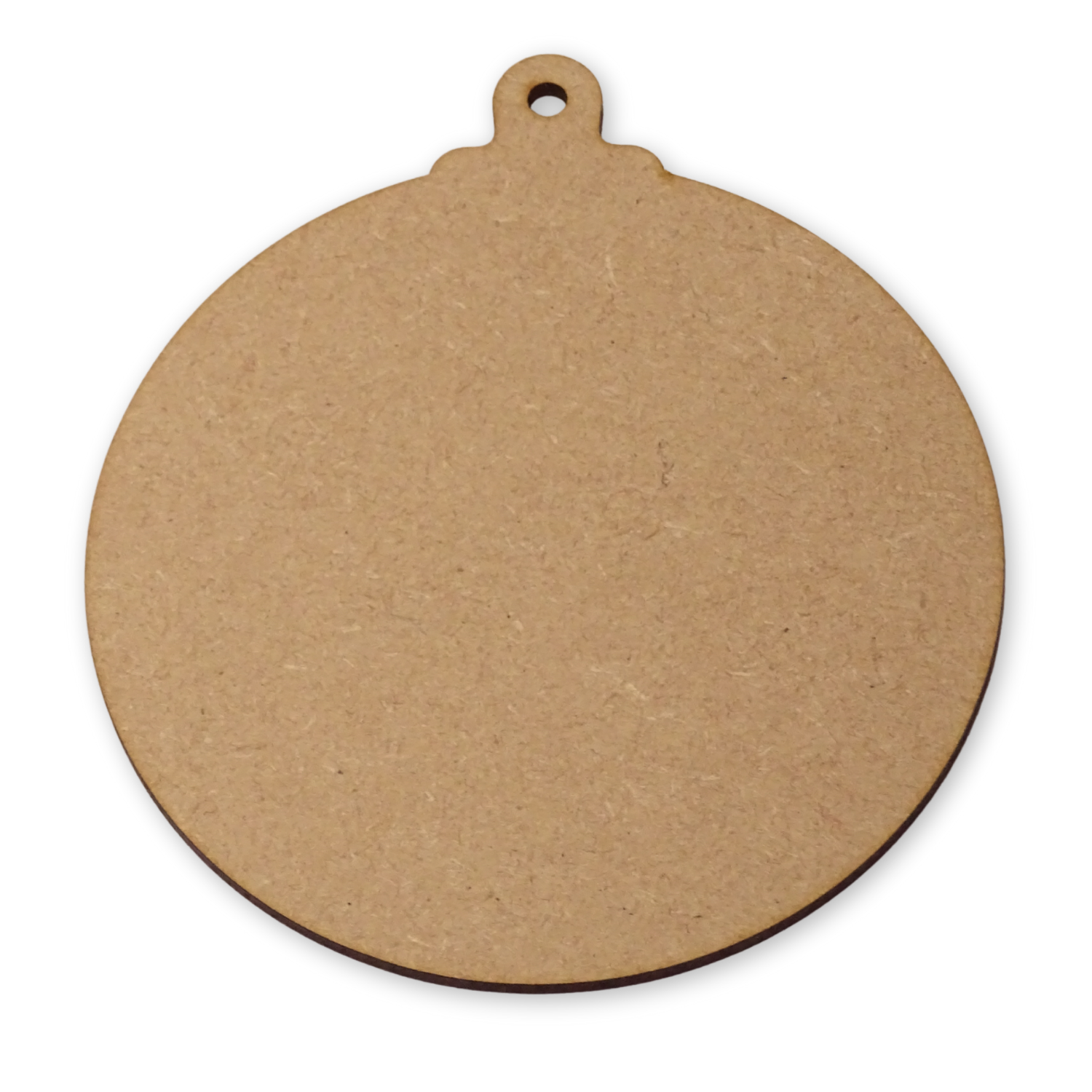 3mm thick mdf cut-out with a hole on a white background