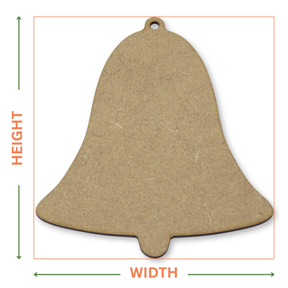 MDF bell shape on a white background with arrows showing where the height and width measurements are taken from.