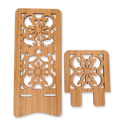 Butterflies & Flowers Phone Stand — Laser Cut Ornate Wooden Gift