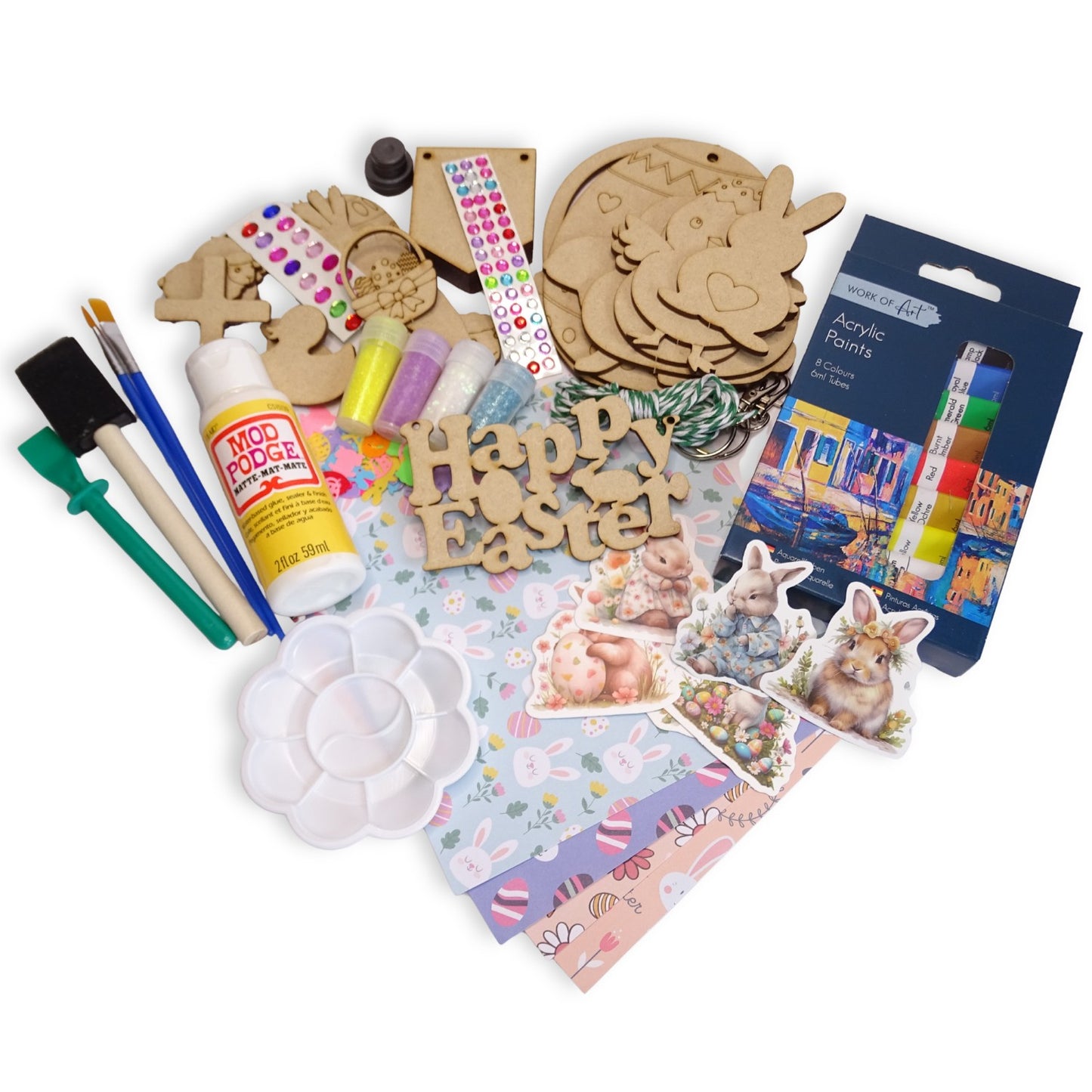 Easter Craft Box for Kids & Adults – MDF Shapes, Paints, Glitter & DIY Decoration Kit