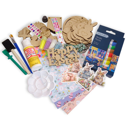 Easter Craft Box for Kids & Adults – MDF Shapes, Paints, Glitter & DIY Decoration Kit