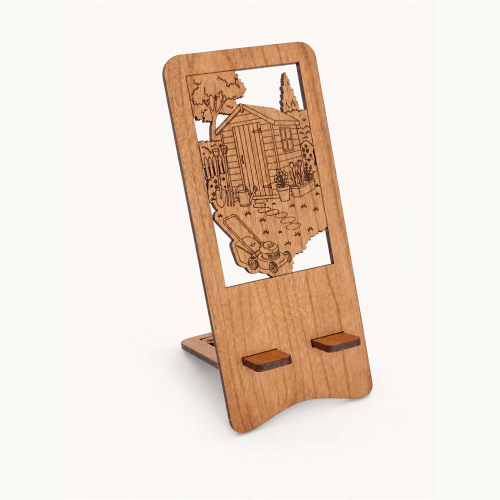 Garden Shed Phone Stand — Laser Cut Wooden Gift for Gardeners