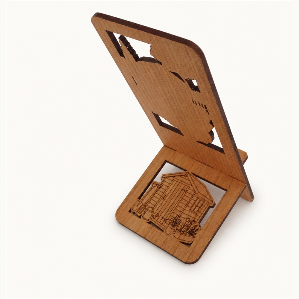 Garden Shed Phone Stand — Laser Cut Wooden Gift for Gardeners