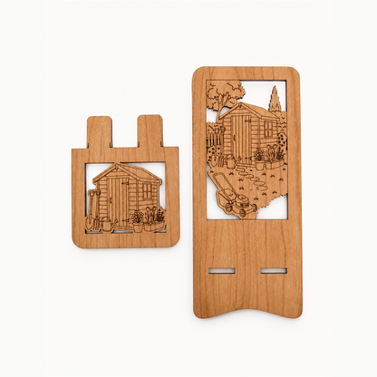 Garden Shed Phone Stand — Laser Cut Wooden Gift for Gardeners