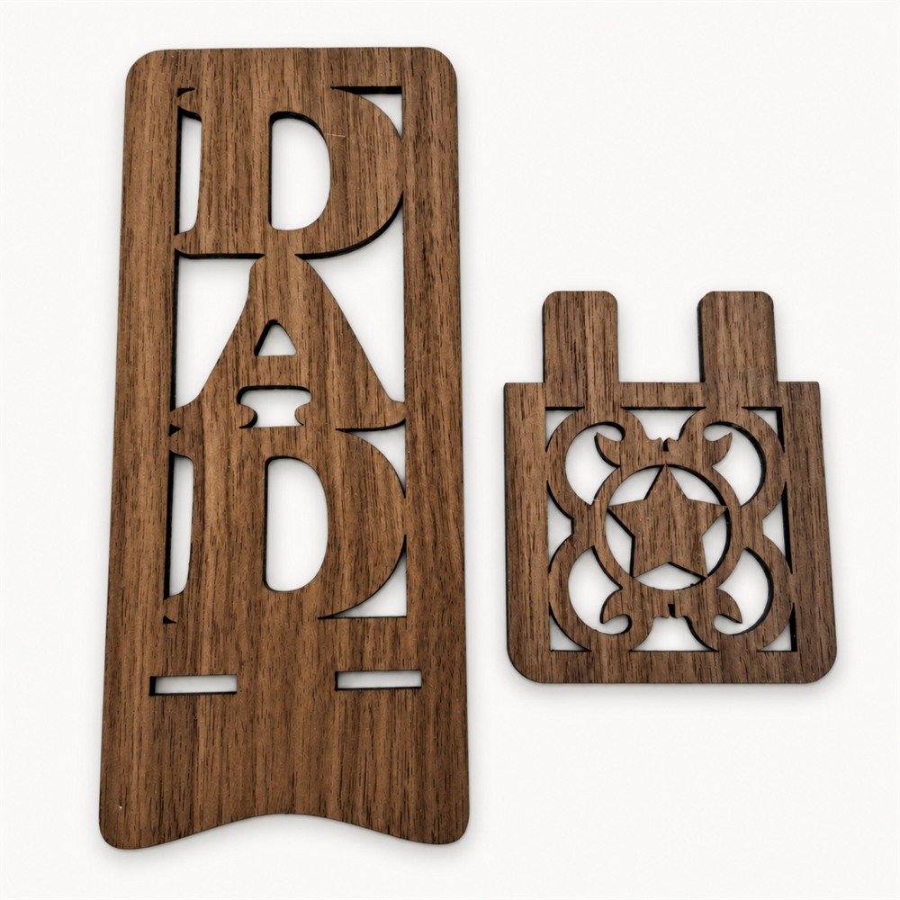 Dad Phone Stand — Walnut Wooden Father's Day Gift